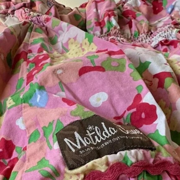 Floral Pink Dress with Ruffle Sleeves - Picture 4 of 6